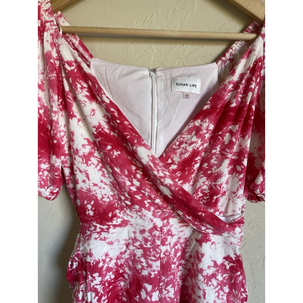 Sugarlips Coral Crush Everheart Romper XS Pink White V-Neck Short Sleeve MSRP $8 - Picture 5 of 11